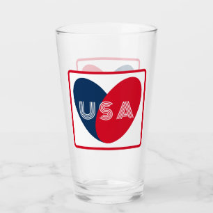 Liebe USA Patriotic Red Blue Simple Heart Glas
