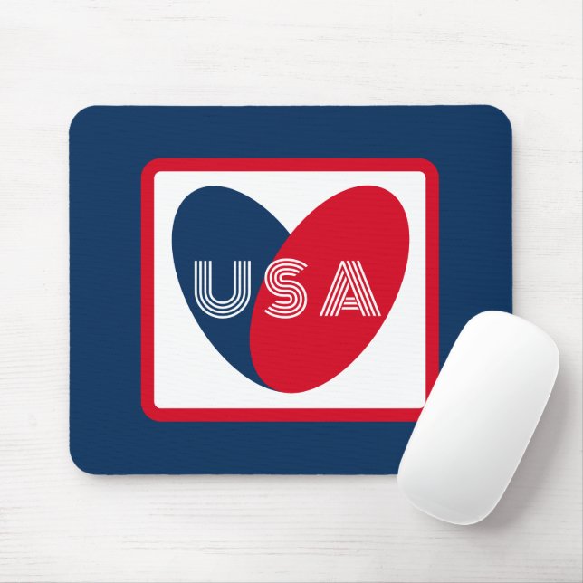 Liebe USA Patriotic Red Blue Simple Heart Mousepad (Mit Mouse)