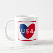 Liebe USA Patriotic Red White Heart Simple
