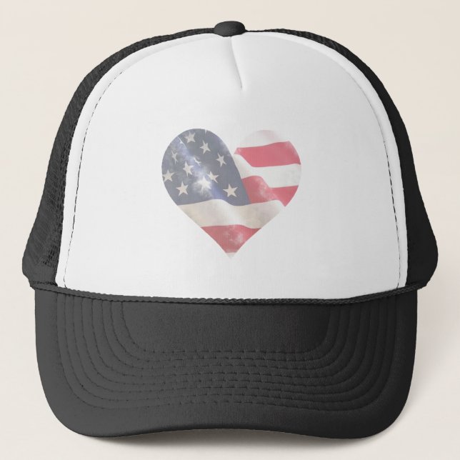 Liebe USA Rustic Americana Flaggen Streifen Truckerkappe (Vorderseite)