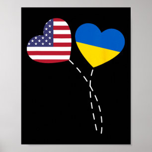Liebe Usa Ukraine-Flagge Herz Ukrainische Amerikan Poster