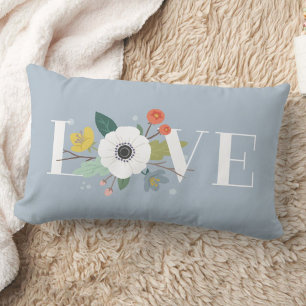 Liebe Valentine am Tag Lumbar Pillow - Blau Lendenkissen
