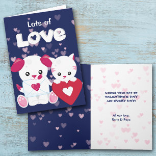 Liebe Valentine Card Welpen Hund und Kitty Cat Feiertagskarte