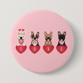 Liebe Valentine French Bulldogs Button