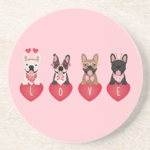 Liebe Valentine French Bulldogs Getränkeuntersetzer