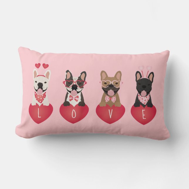 Liebe Valentine French Bulldogs Lendenkissen (Vorderseite)