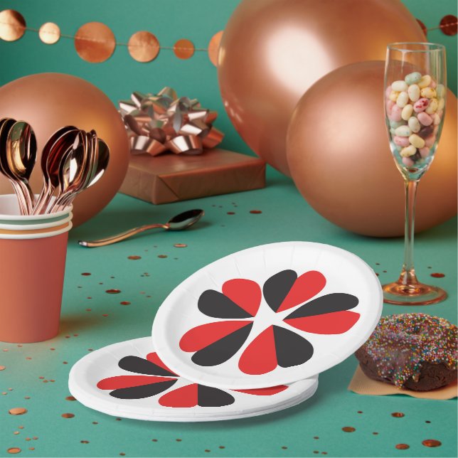 Liebe Valentine Pärchen Rote Blüte Neu Pappteller (Multi)