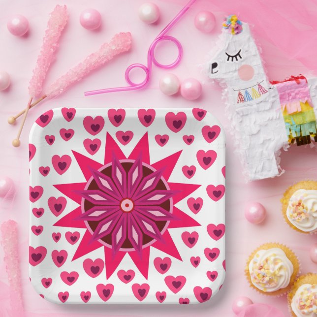 LIEBE VALENTINE PARTY MIT HERZPAPIERPAPIERTELLERN PAPPTELLER (Party)