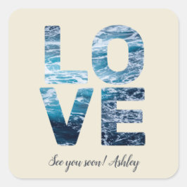 LIEBE Valentine Thema individuell anpassbare Foto Quadratischer Aufkleber