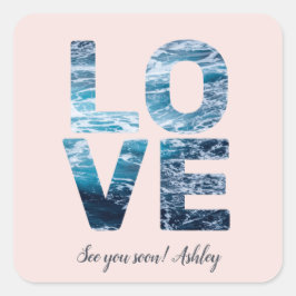 LIEBE Valentine Thema individuell anpassbare Foto Quadratischer Aufkleber
