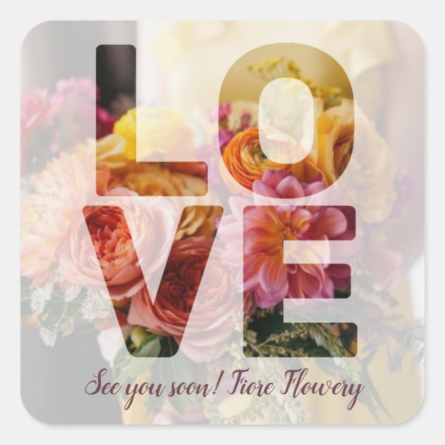 LIEBE Valentine Theme Sheer Overlay Foto Quadratischer Aufkleber (Vorderseite)