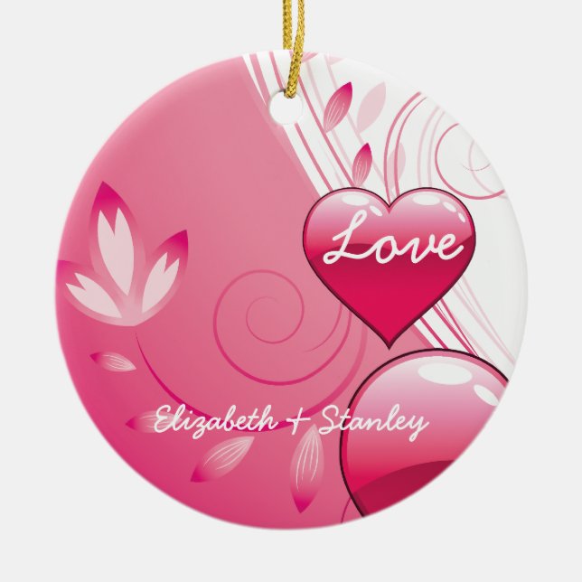 Liebe Valentine's Day Herzen Wirbel individuelle O Keramik Ornament (Vorne)