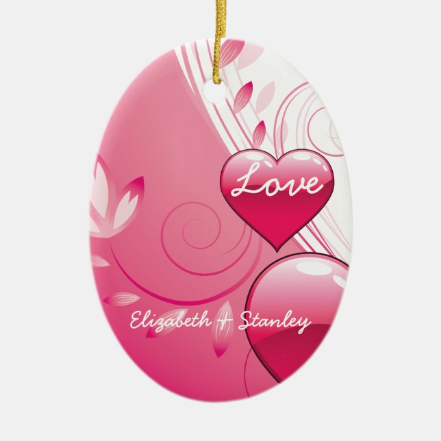 Liebe Valentine's Day Herzen Wirbel individuelle O Keramik Ornament (Vorne)
