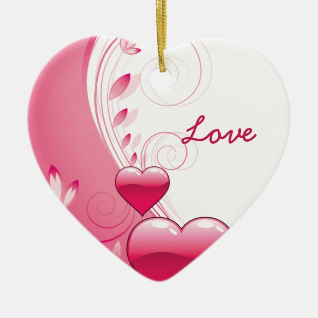 Liebe Valentine's Day Herzen Wirbel individuelle O Keramikornament (Vorne)