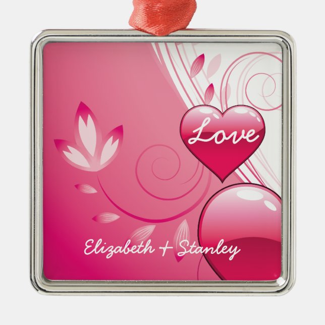 Liebe Valentine's Day Herzen Wirbel individuelle O Ornament Aus Metall (Vorne)