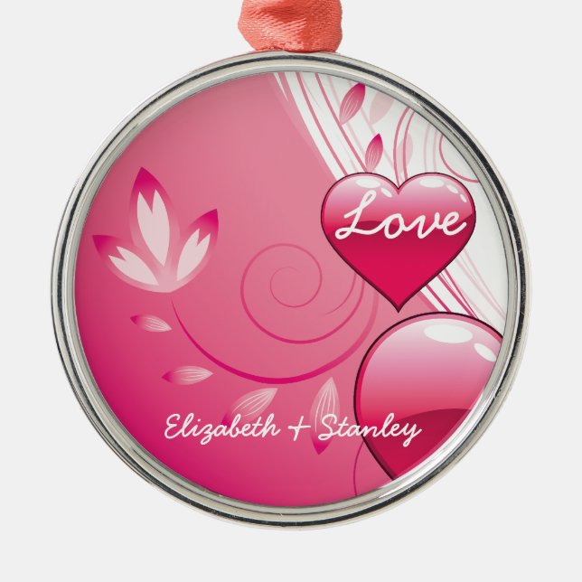 Liebe Valentine's Day Herzen Wirbel individuelle O Ornament Aus Metall (Vorne)