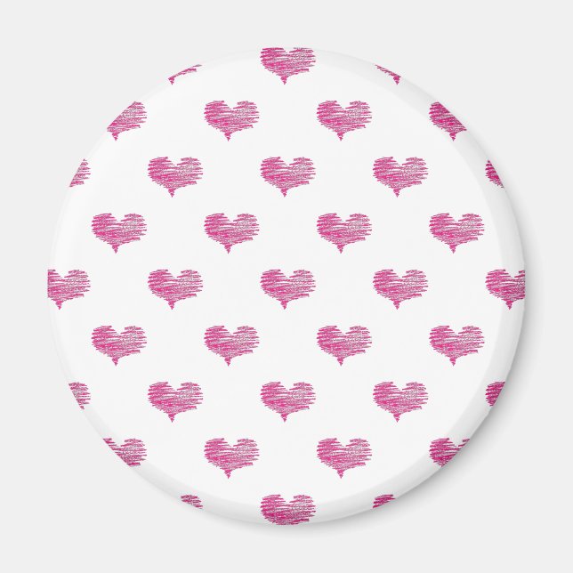 Liebe Valentine's Day Hot Pink Heart Sketch Magnet (Vorne)