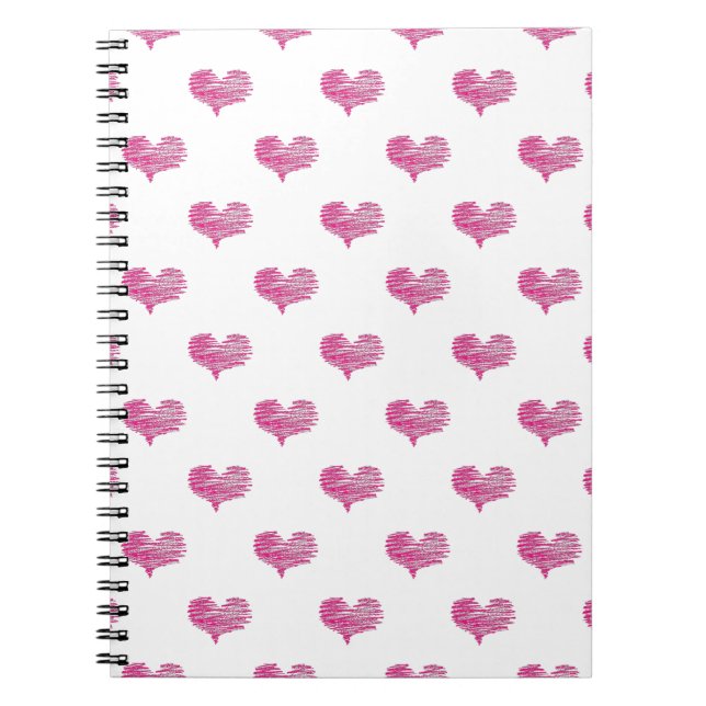 Liebe Valentine's Day Hot Pink Heart Sketch Notizblock (Vorderseite)