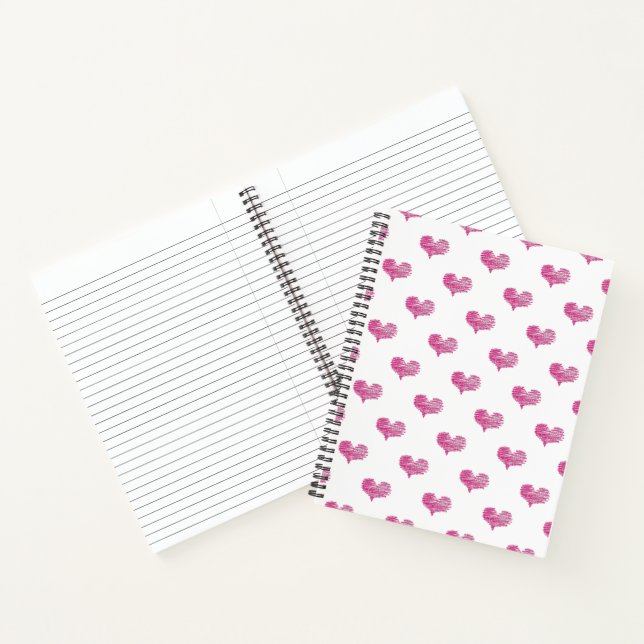 Liebe Valentine's Day Hot Pink Heart Sketch Notizbuch (Innenseite)