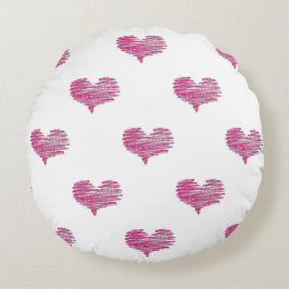 Liebe Valentine's Day Hot Pink Heart Sketch Rundes Kissen