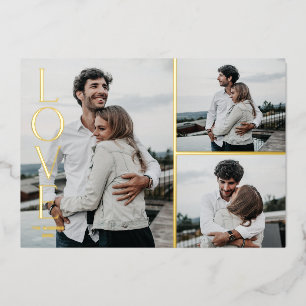Liebe - Valentinstag 3-Foto-Karte aufzeichnen Folieneinladung