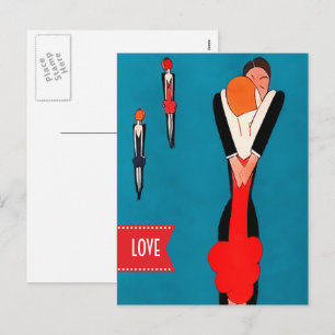 Liebe. Valentinstag Art Deco Feiertagspostkarte