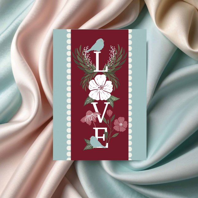 LIEBE Valentinstag Blume und Vögel Karte (Von Creator hochgeladen)