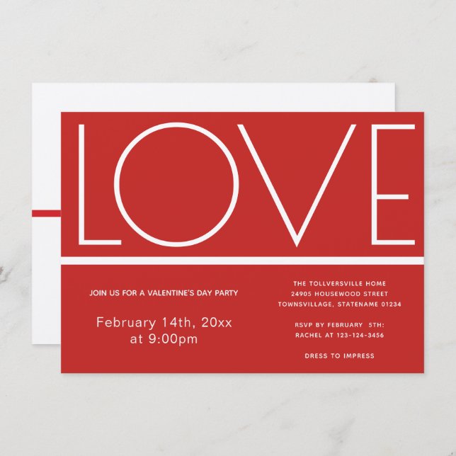 Liebe Valentinstag | Einladung (Vorne/Hinten)