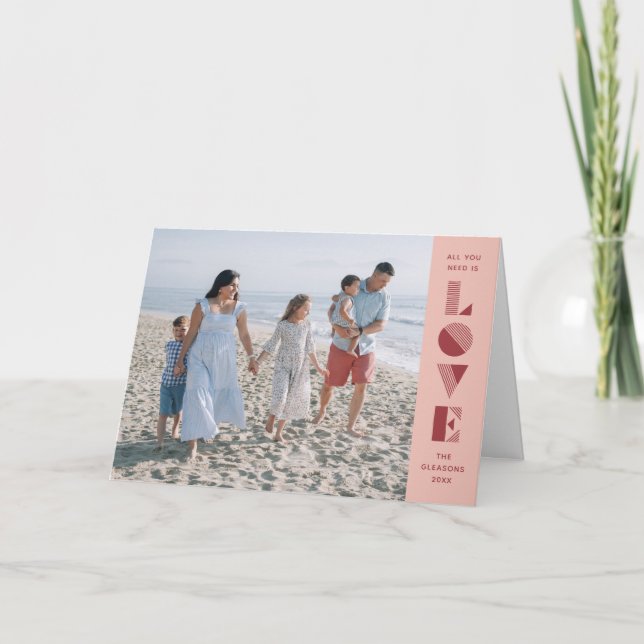 Liebe Valentinstag Fotokarte - Pfirsich Ankündigung (Vorderseite)