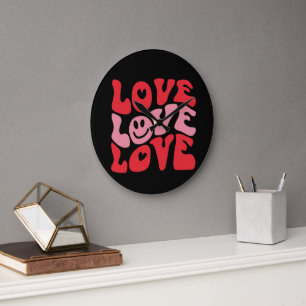 Liebe Valentinstag Groovy Lustiger Feiertag  Große Wanduhr