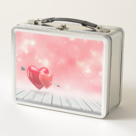 Liebe Valentinstag Hintergrund Rosa Rosa Metall Brotdose