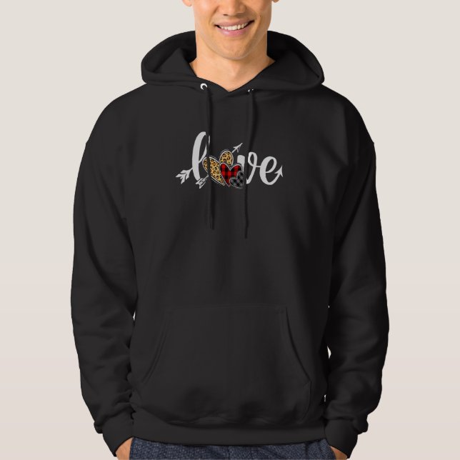 Liebe Valentinstag Niedlich Hearts Leopard Kariert Hoodie (Vorderseite)