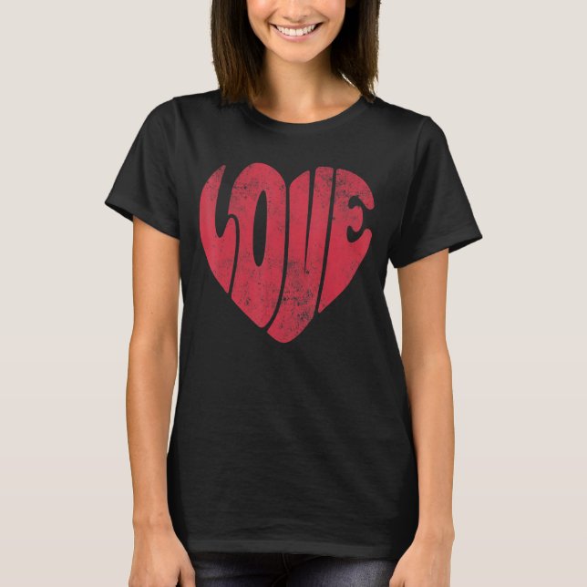LIEBE Valentinstag Retro Liebe Valentine H T-Shirt (Vorderseite)