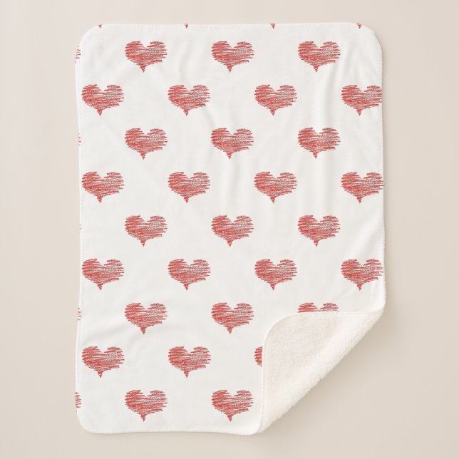 Liebe Valentinstag Rotes Herz Sketch Sherpadecke (Vorderseite)