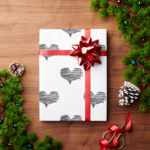 Liebe Valentinstag Schwarzes Herz Sketch Geschenkpapier