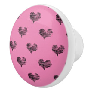 Liebe Valentinstag Schwarzes Herz Sketch Keramikknauf