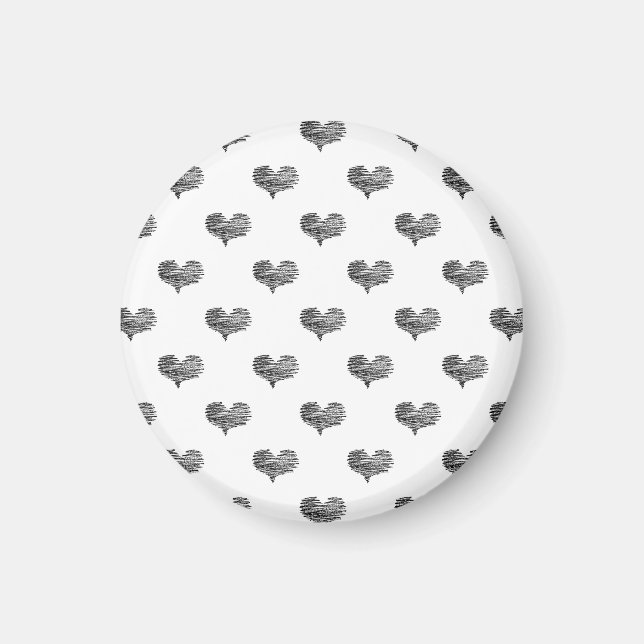 Liebe Valentinstag Schwarzes Herz Sketch Magnet (Vorne)