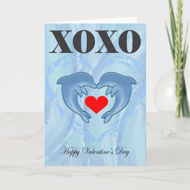 Liebe Valentinstag Xoxo dolphin Karte (Vorderseite)