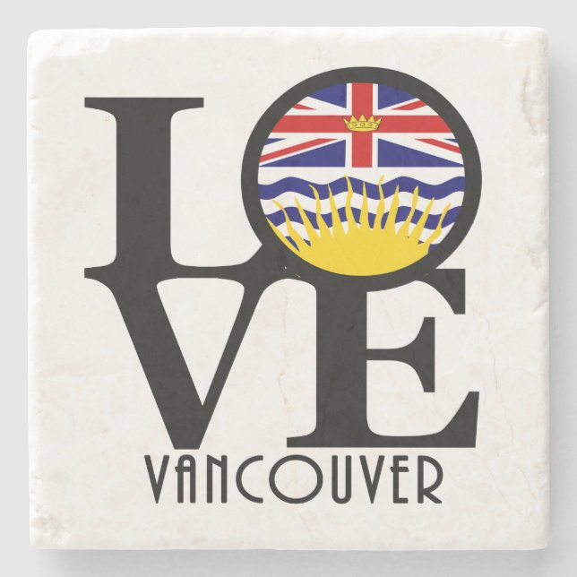 LIEBE Vancouver (BC Flag) Steinuntersetzer (Vorderseite)