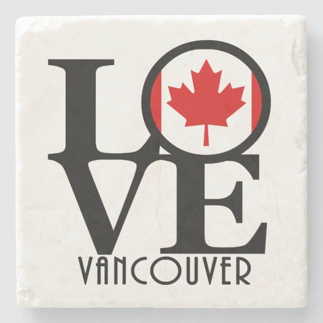 LIEBE Vancouver (Kanada-Flagge) Steinuntersetzer (Vorderseite)