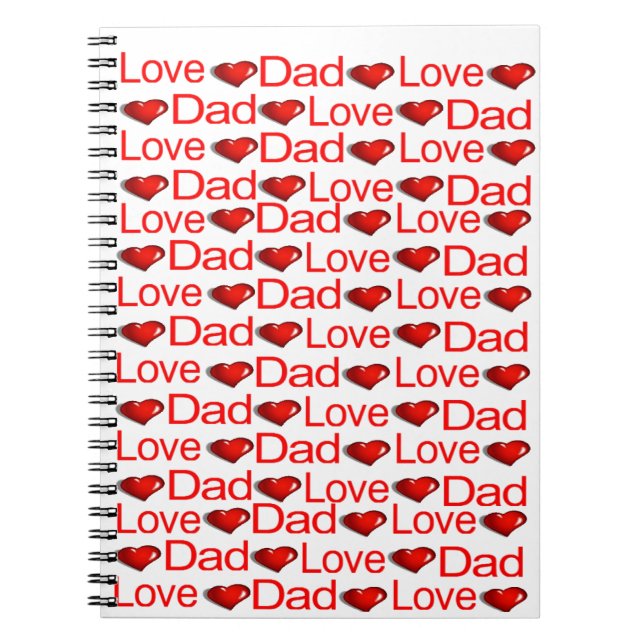 Liebe Vater Red Hearts Notebook Notizblock (Vorderseite)