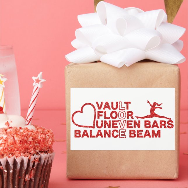 Liebe Vault Floor Unneven Bars Balanceblatt in Rot Rechteckiger Aufkleber (Party)