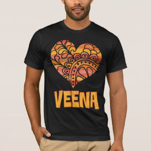 Liebe Veena Orange Mandala Herzliche indische Musi T-Shirt