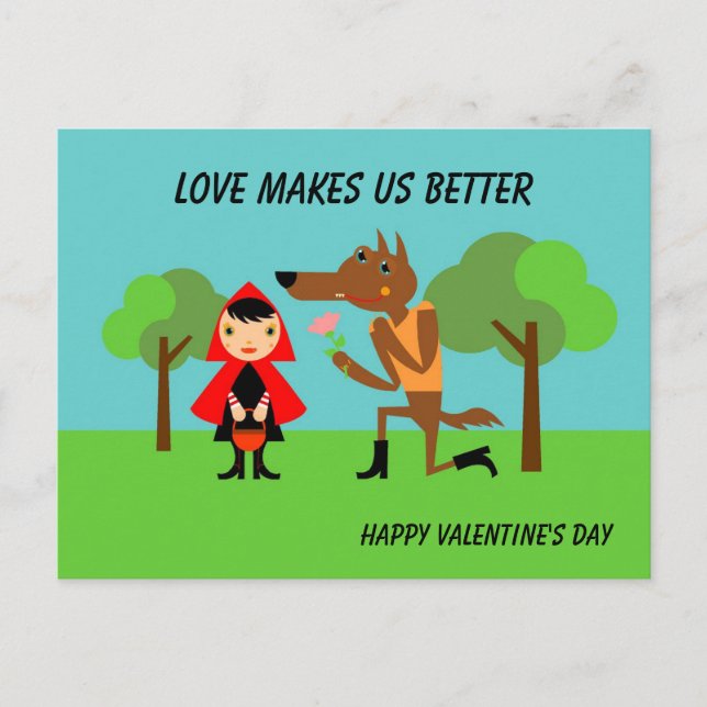 Liebe verbessert Valentinstag Postkarte (Vorderseite)