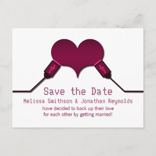 Liebe-Verbindung USB Save the Date, Fuchsia Ankündigungspostkarte