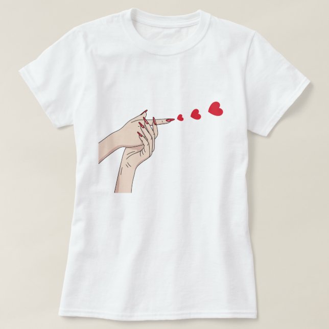 Liebe verbreiten, Finger-Herz-Gitter Art T-Shirt (Design vorne)