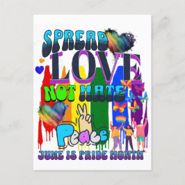 Liebe verbreiten, nicht hassen | Juni ist Pride Mo Postkarte