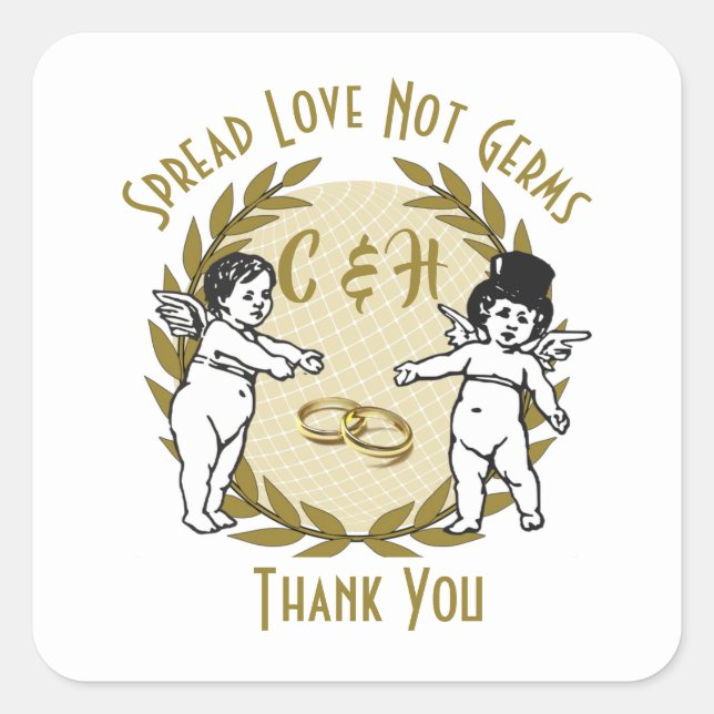 Liebe verbreiten, nicht Kürbiskuiten Hochzeit Quadratischer Aufkleber (Vorderseite)