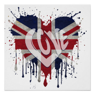 Liebe Vereinigtes Königreich Flagge Poster