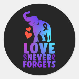 Liebe vergisst nie Heimerheimer-Elefant 1 Runder Aufkleber